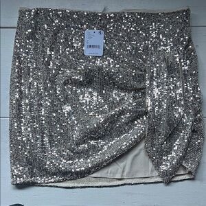 Free People Silver Sequin Mini Skirt